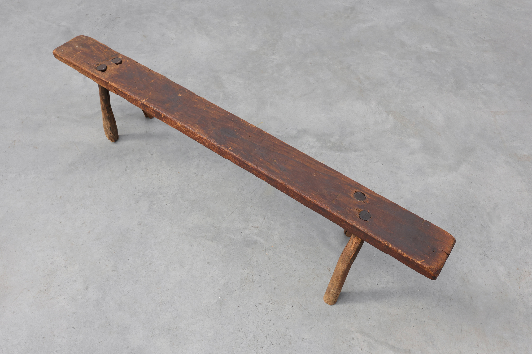 French Primitive Farmhouse Bench with Splayed Legs, 19th Centurythumbnail